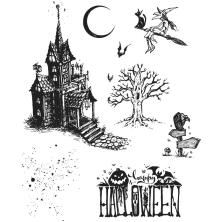 Tim Holtz Cling Stamps 7X8.5 - Haunted House CMS308