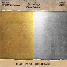 Tim Holtz Paper Stash Stock Cardstock Pad 8X8 36/Pkg - Metallic Kraft