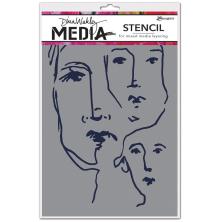 Dina Wakley MEdia Stencils 9X6 - Scribbled Faces