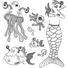 Dylusions Cling Stamps 8.5X7 - Plenty More Fish In The Sea