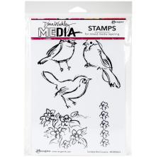 Dina Wakley MEdia Cling Stamps 6X9 - Scribbly Bird Cousins