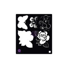 Prima Stencil Tales Of You &amp; Me 6X6 - Flowers &amp; Butterfly