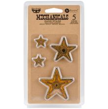 Prima Finnabair Mechanicals Metal Embellishments 5/Pkg - Barn Stars