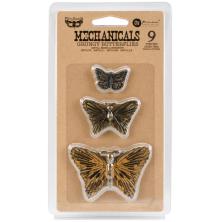 Prima Finnabair Mechanicals Metal Embellishments 9/Pkg - Grungy Butterflies