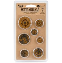 Prima Finnabair Mechanicals Metal Embellishments 7/Pkg - Rustic Washers