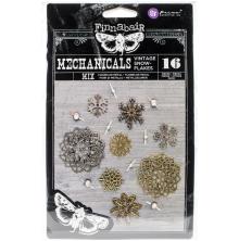 Prima Finnabair Mechanicals Metal Embellishments 16/Pkg - Vintage Snowflakes