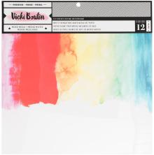 Vicki Boutin Mixed Media Foundations Paper 12X12 12/Pkg  140lb Smooth White