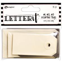 Ranger Letter It Tag Assortment 18/Pkg  - Ivory &amp; Grey