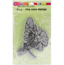 Stampendous Cling Stamp 5x3.75 - Dragonfly Lily UTGÅENDE