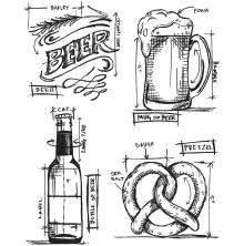 Tim Holtz Cling Stamps 7X8.5 - Beer Blueprint CMS334