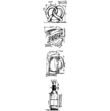 Tim Holtz Cling Stamps 3X10 Mini Blueprint Strip - Beer