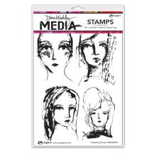 Dina Wakley MEdia Cling Stamps 6X9 - Interesting Faces