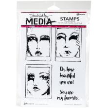 Dina Wakley MEdia Cling Stamps 6X9 - Boxed Faces