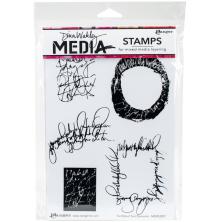 Dina Wakley MEdia Cling Stamps 6X9 - Scribbled Text Elements