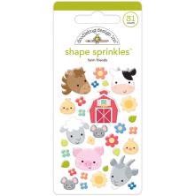 Doodlebug Sprinkles Adhesive Glossy Enamel Shapes 31/Pkg - Farm Friends UTGENDE