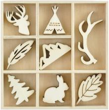 Kaisercraft Wooden Flourishes 40/Pkg - Woodlands