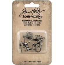 Tim Holtz Idea-0logy Metal Adornments 8/Pkg - Treasures Charms &amp; Accents