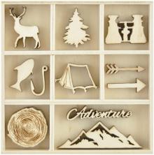 Kaisercraft Themed Mini Wooden Flourishes 55/Pkg - Adventurer