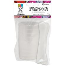 Dina Wakley MEdia Mixing Cups &amp; White Stir Sticks 5/Pkg
