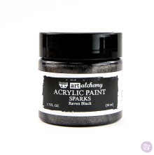 Prima Finnabair Art Alchemy Acrylic Paint 50ml - Sparks Raven Black