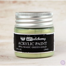 Prima Finnabair Art Alchemy Acrylic Paint 50ml - Opal Magic Green-Gold