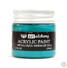 Prima Finnabair Art Alchemy Acrylic Paint 50ml - Metallique Mermaid Teal