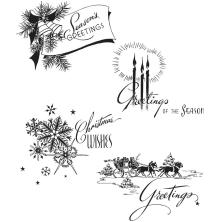 Tim Holtz Cling Stamps 7X8.5 - Holiday Greetings CMS353