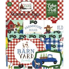 Echo Park Down On The Farm Cardstock Die-Cuts 33/Pkg - Frames &amp; Tags UTGENDE