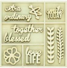 Kaisercraft Themed Mini Wooden Flourishes 50/Pkg - Love Life