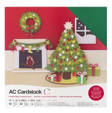American Crafts Textured Cardstock Pack 12X12 60/Pkg - Christmas