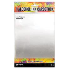 Tim Holtz Alcohol Ink Cardstock 5X7 10/Pkg - Brushed Silver