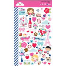 Doodlebug Mini Cardstock Stickers 2/Pkg - French Kiss UTGENDE