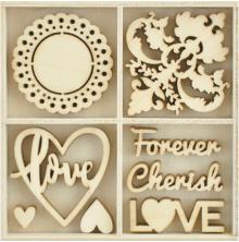 Kaisercraft Mini Wooden Flourishes 40/Pkg - Be Mine