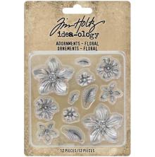 Tim Holtz Idea-Ology Metal Adornments 12/Pkg - Floral