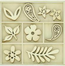 Kaisercraft Themed Mini Wooden Flourishes 45/Pkg - Paisley