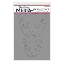 Dina Wakley MEdia Stencils 9X6 - Cat Head Masks