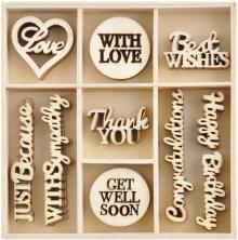 Kaisercraft Wood Mini Themed Embellishments - With Love