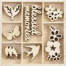 Kaisercraft Wood Mini Themed Embellishments - Morning Dew