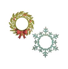 Tim Holtz Sizzix Thinlits Dies - Wreath &amp; Snowflake 664210