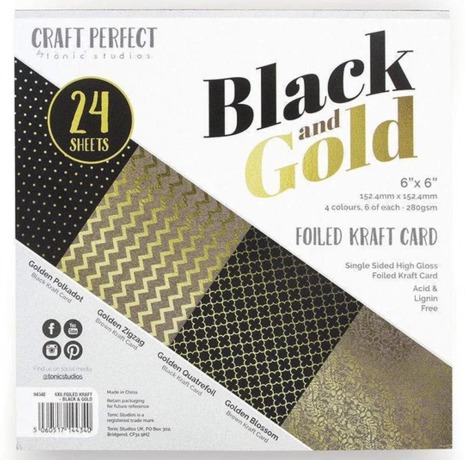 Tonic Studios Craft Perfect 6X6 Card Pack - Black & Gold 9434E
