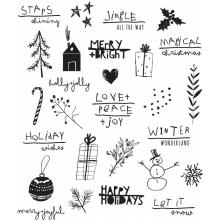 Tim Holtz Cling Stamps 7X8.5 - Sesonal Scribbles CMS386