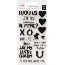 Pink Paislee Clear Acrylic Stamps - Lucky Us UTGENDE