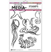 Dina Wakley MEdia Cling Stamps 6X9 - Scribbly Reef Creatures