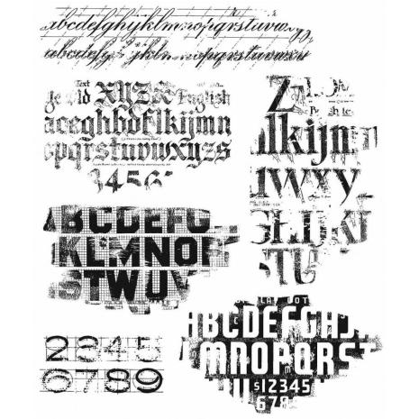 Tim Holtz Cling Stamps 7X8.5 - Faded Type CMS397