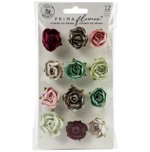 Prima Pretty Mosaic Mulberry Paper Flowers 12/Pkg - Peridot UTGENDE