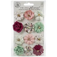 Prima Pretty Mosaic Mulberry Paper Flowers 12/Pkg - Turquoise UTGENDE