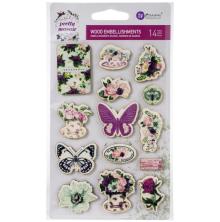 Prima Wood Stickers 14 /Pkg - Pretty Mosaic UTGENDE