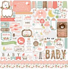 Echo Park Baby Girl Cardstock Stickers 12X12 - Elements UTGENDE